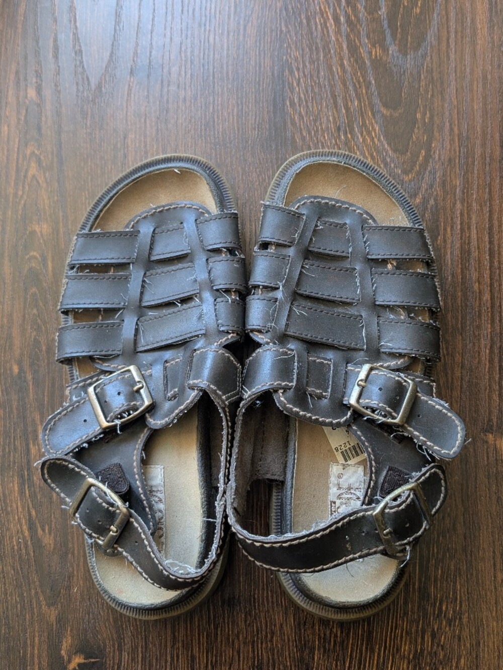 Vintage Y2K 90s Lower East Side Fisherman Faux Brown Leather Grunge Sandals
